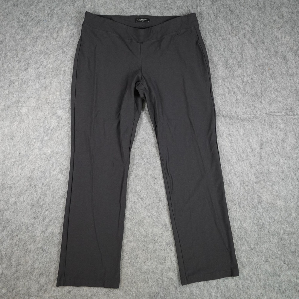 Eileen Fisher Pant Women Medium Petite Charcoal Gray Stretch Pull On Basic Crepe